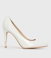 New Look White Patent Metal Stiletto Heel Court Shoes